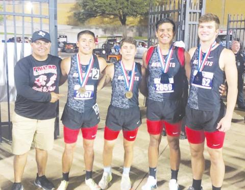 Garden City’s 4x400 Relay team finished third at the state track meet last week. Pictured are Sebastian Balcazar, Denton Roe, John Lopez, and Mason Walker.