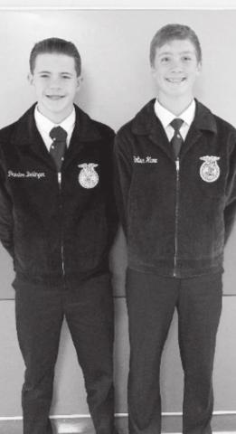 Glasscock County Greenhand Creed Speakers pictured L to R: Preston Dehlinger and Texas Brinkley