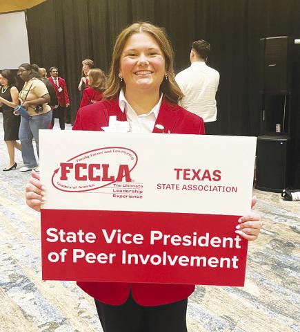 Landry Dieringer was elected to serve as the Texas FCCLA State Vice President of Peer Involvement