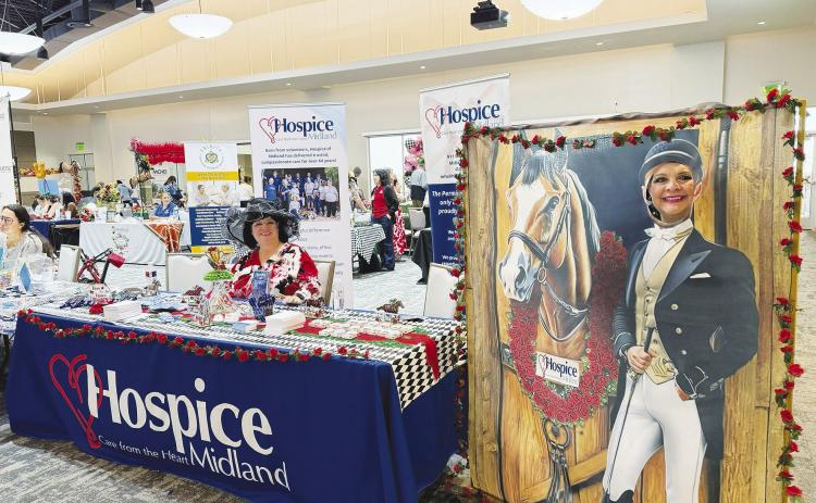 Representatives with Hospice of Midland pose at their Kentucky Derby-themed booth during the Senior Celebration of the Permian Basin at the Martin County Community Complex in Stanton. Photo courtesy Hospice of Midland.