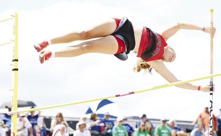 Addison Goodwin is heading to State after clearing 9-6 and finishing second at the Region II track meet. Photo by Dency McClure - Texas 1A Fan