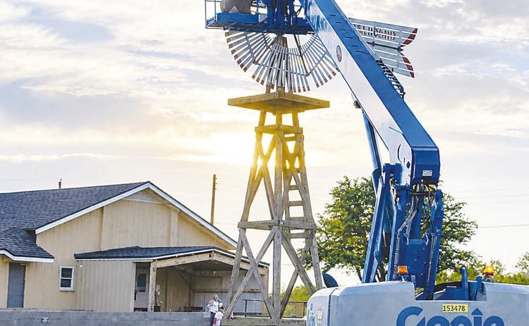 New blades were recently installed on Stanton’s two historic windmills to replace damaged ones. Pictured is the Eclipse windmill at the Connell House. The museum’s Standard windmill also received new blades.