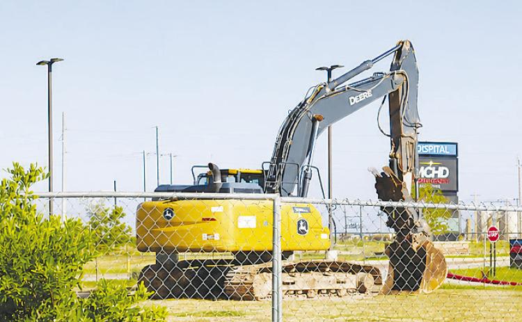 Heavy construction equipment con be found doing work at the MCHD as the ER expansion project is underway. photo courtesy of MCHD